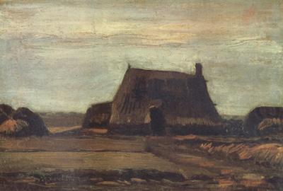 Vincent Van Gogh Farmhouse with Peat Stacks (nn04) china oil painting image